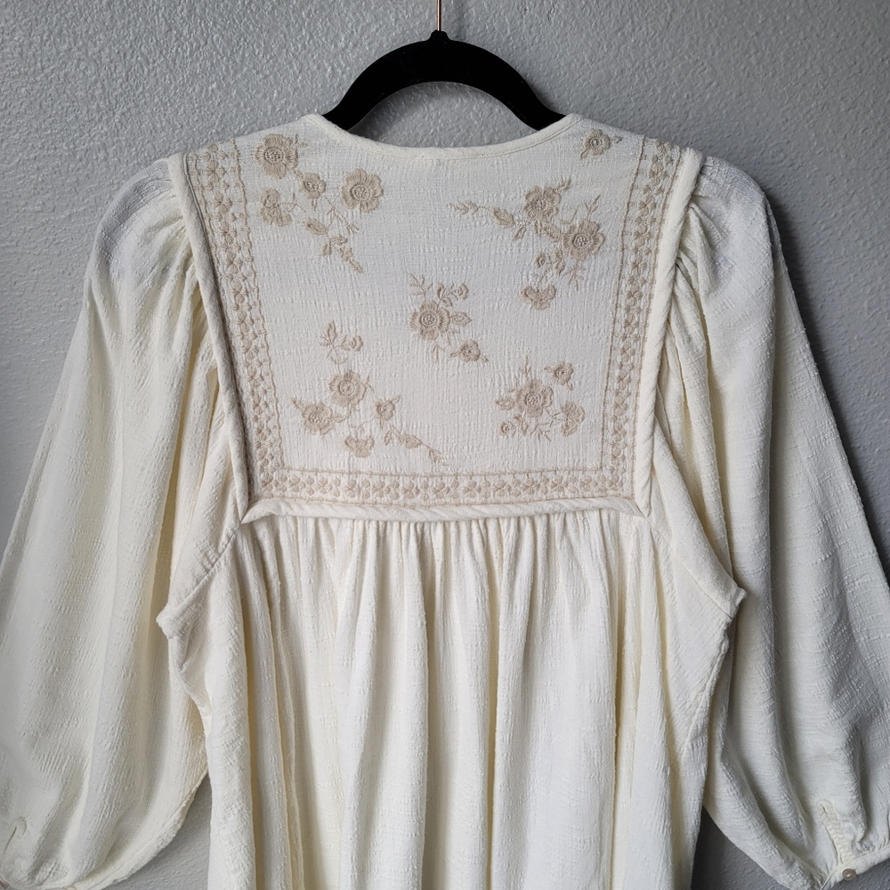 Unsubscribed NWT 3100 Crafty Embroidered Boho Mini Dress Size 2 In Soft Muslin - Picture 8 of 12